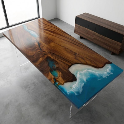 Iessdësch River Table Echt Holz Flossendësch 181x81cm Massiv Dëscher