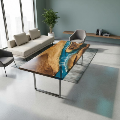 Iessen Dësch Mier Waasser Floss Echt Holz Flossdësch 161x81 Dëscher