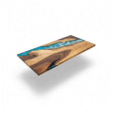 Iessdësch River Table Massiv Dëscher 160x81 Flossdësch Mier Waasserfall