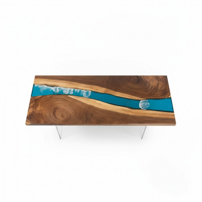 Epoxyharz Iessdësch River Table Massiv 201x81 Flossdësch Nei Echt Holz