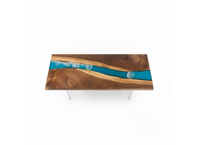 Epoxyharz Iessdësch River Table Massiv 201x81 Flossdësch Nei Echt Holz
