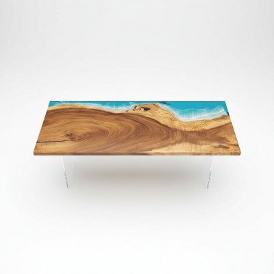 Epoxidharz Iessdësch River Table Echt Holz Massiv Still 221x91
