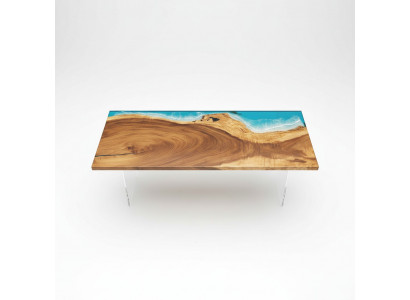 Epoxidharz Iessdësch River Table Echt Holz Massiv Still 221x91