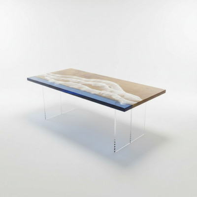 Iessdësch Dësch Design Dësch Modern Mier Floss Miwwelen 181x81 Epoxy