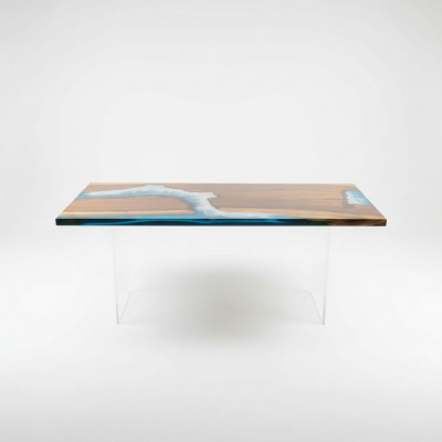 Iessdësch Design Dësch Modern Mier Floss Deko Miwwelen 181x81 Epoxid