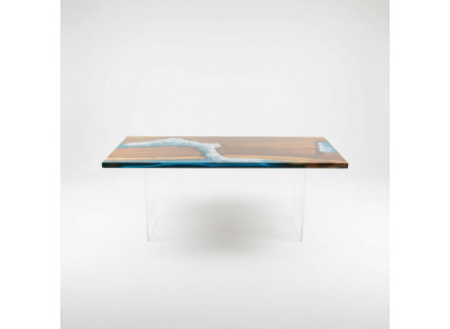 Iessdësch Design Dësch Modern Mier Floss Deko Miwwelen 181x81 Epoxid