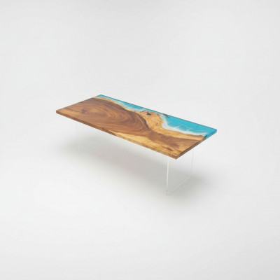 Dësch Iessdësch Dëscher Harz Epoxy Massiiv Design Miwwelen 221x91 Echt