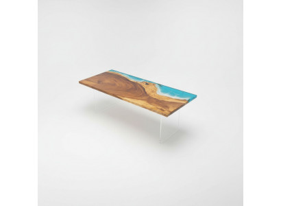 Dësch Iessdësch Dëscher Harz Epoxy Massiiv Design Miwwelen 221x91 Echt