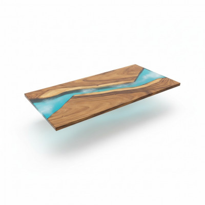 Luxus Dëscher Echt Holz Epoxidharz Floss Dësch Schwaarz Waasser Epoxy