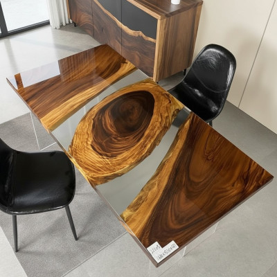 Massiv Holzmöbel Iessdësch Epoxidharz Echt Epoxy Dësch Goss Harz