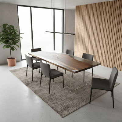 Luxus Epoxidharz-Iessdësch River Table Eechent Holz Massiv Design Dëscher