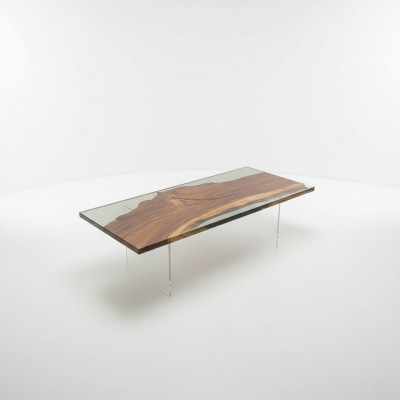 Luxus Epoxidharz-Iessdësch River Table Eechent Holz Massiv Design Dëscher