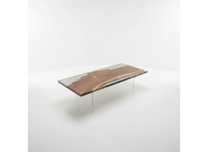 Luxus Epoxidharz-Iessdësch River Table Eechent Holz Massiv Design Dëscher