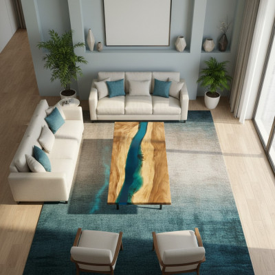 Modern Dëscher Iessdësch Design Dësch Harz Mier Floss Miwwelen 180x80