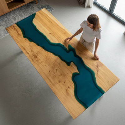 Iessdësch Design Dësch Harz Modern Tëscher Mier Floss Miwwelen 181x80