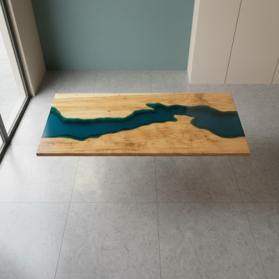Iessdësch Design Dësch Harz Modern Tëscher Mier Floss Miwwelen 181x80
