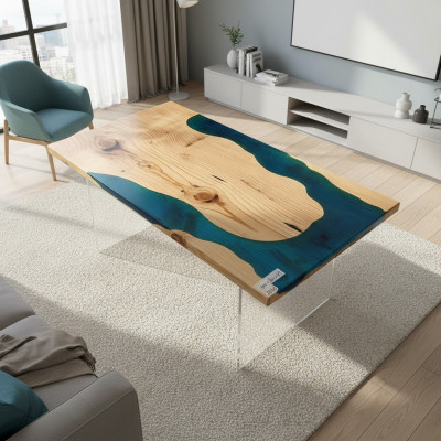 Floss Dëscher Iessdësch Design Dësch Modern Miwwel 160x80 Epoxidharz