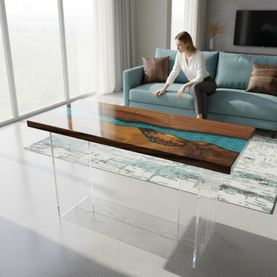 Konsoolendëscheldesign Dësch Kommode Couchtisch Handgemaachten Epoxid