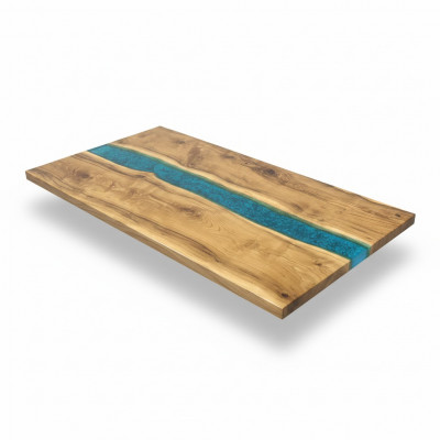 Echtes Holz Waasserfall Dësch Epoxidhars Dëscher Iessdësch Epoxy Massiv