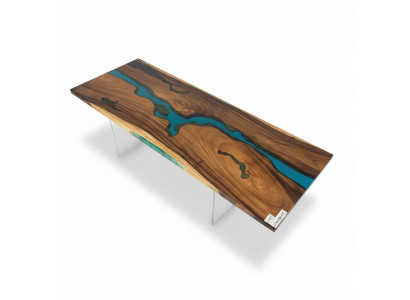 Epoxy Harz Iessdësch an Echt Holz, Massiv Holz Miwwel, Dekor Waasserfall Epoxy Dësch