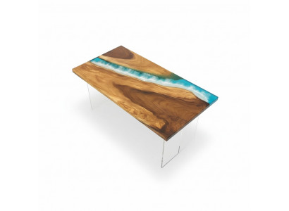 Iessdësch Design Dësch Modern Mier Floss Miwwelen 161x81 Epoxy