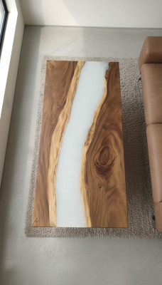 Epoxy Harz Iessdësch Eechte Holz Dekor Massiv Möbel Waasserfall Epoxy Dësch