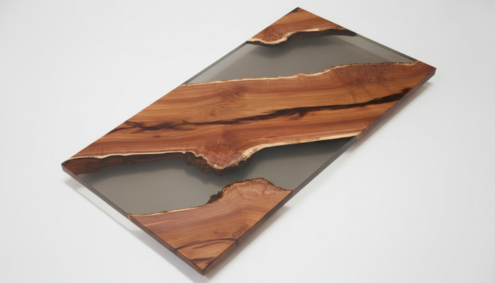 Iessdësch River Table Echt Holz Flosstdësch Massiv Deko Epoxidharz Dëscher