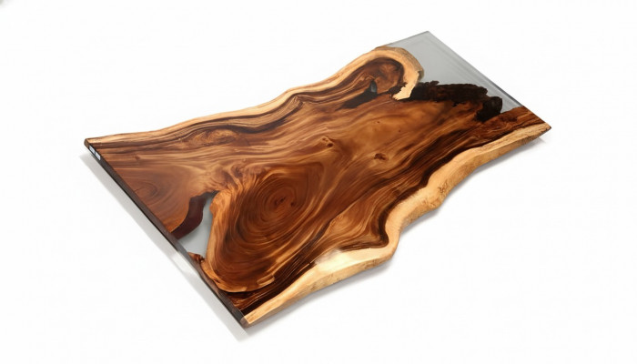 Epoxidharz Iessdësch River Table Eechte Holz Massiv Dëscher 200x90
