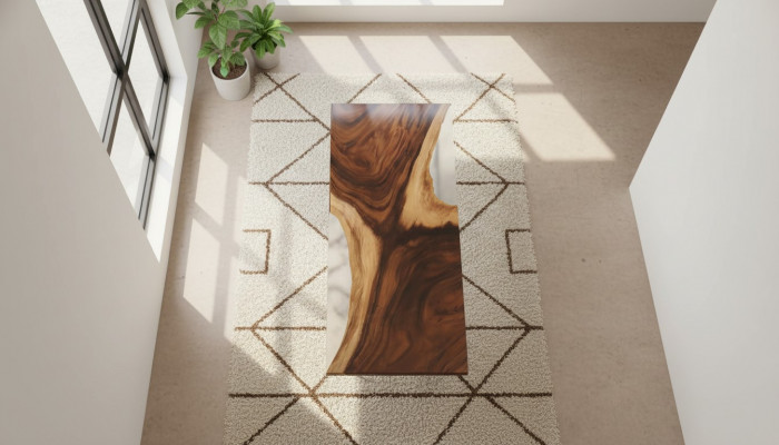 Iessdësch Mier Waasser Floss Eechte Holz Flossdësch 180x80 Dëscher Epoxidharz Nei
