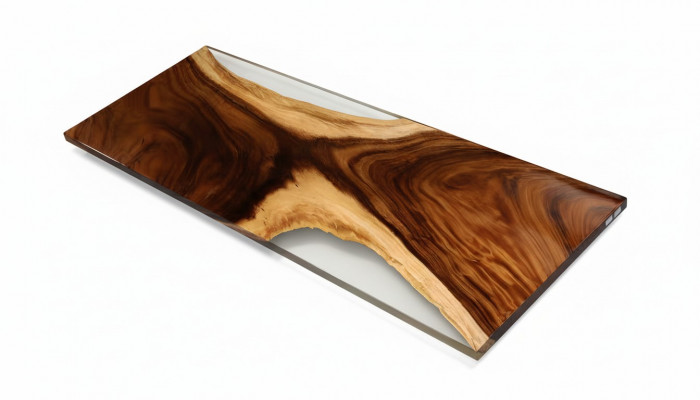 Iessdësch Mier Waasser Floss Eechte Holz Flossdësch 180x80 Dëscher Epoxidharz Nei