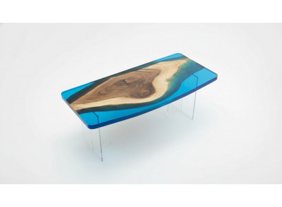 Iessdësch Blue River Table Echt Holz 200x90 Dëscher Epoxidharz Nei