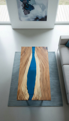 Iessdësch Flossdësch Eechte Holz Flosstafel Dekor Massive Epoxyharz Dëscher