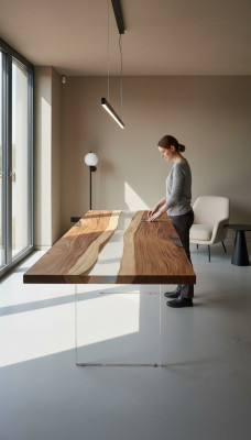 Iessdësch River Table Echt Holz Flosssdësch 240x90 Massive Bicher.