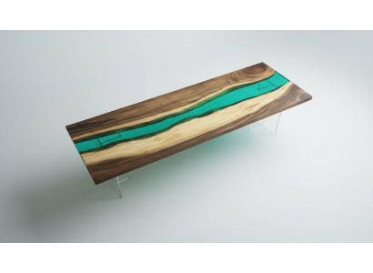 Epoxidharz Iessdësch River Table Echt Holz Massiv Dëscher 220x90
