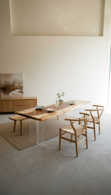 Dëscher Epoxid Harz Iessdësch Holz Massiv Miwwelen Waasserfall Epoxy Dësch