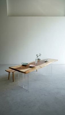 Dëscher Epoxid Harz Iessdësch Holz Massiv Miwwelen Waasserfall Epoxy Dësch