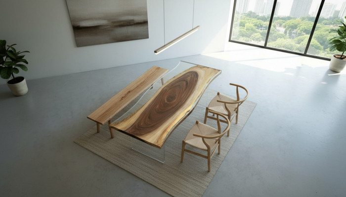 Iessdësch Mier Waasser Floss Echt Holz Flosssdësch 220x90 Dëscher