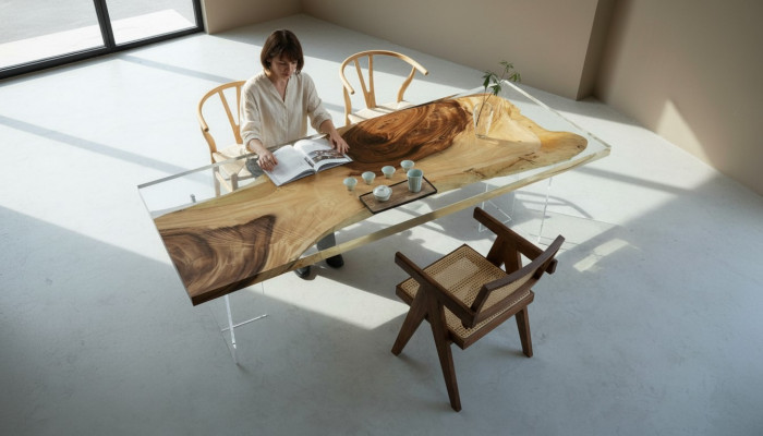 Epoxidharz Iessdësch River Table Massiv Dëscher 200x90 Flossdësch Nei