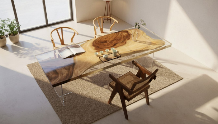 Epoxidharz Iessdësch River Table Massiv Dëscher 200x90 Flossdësch Nei