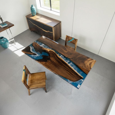 Iessdësch River Table Dësch Holz Flossdësch 180x90 Massiv Dëscher