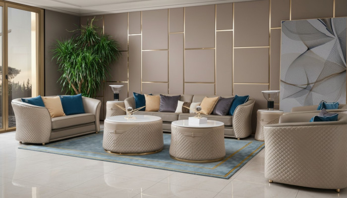 Luxus Miwwelen Sofagarnitur Couch Sofa Polster 421-Sëtzer mat 2x Dëscht 5-Stéck.