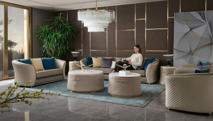 Sitzgrupp 421-Sëtzer Ledersofa Canapé Wunnlandschaft Garnitur Design