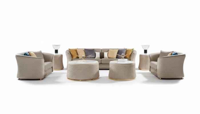 Sitzgrupp 421-Sëtzer Ledersofa Canapé Wunnlandschaft Garnitur Design