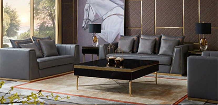 Luxus Miwwelen Sofagarnitur Couch Sofa Polster 3 2 1 Plaz mat Salontass.