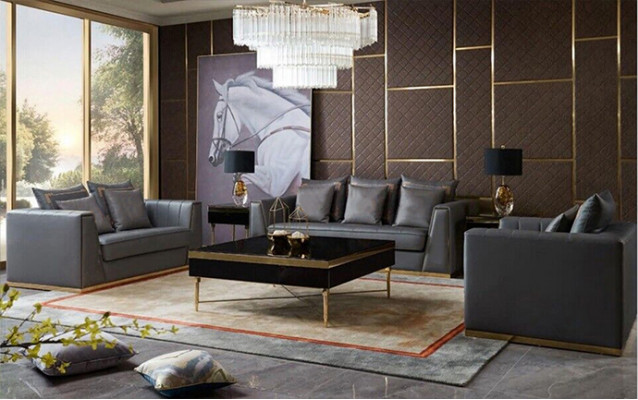 Luxus Miwwelen Sofagarnitur Couch Sofa Polster 3 2 1 Plaz mat Salontass.