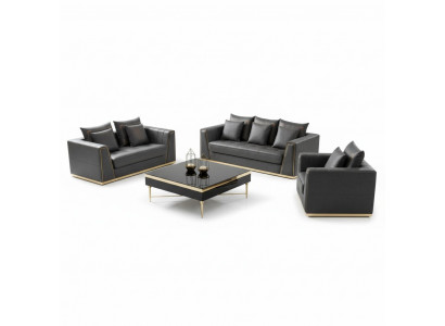 Luxus Miwwelen Sofagarnitur Couch Sofa Polster 3 2 1 Plaz mat Salontass.