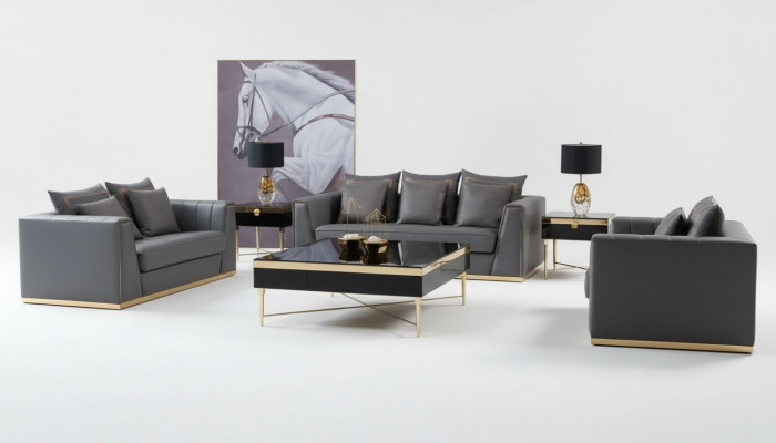 Dreisëtzer Canapé Modern Sofa Polster Canapé 3 Sëtzer Lieder Canapéen