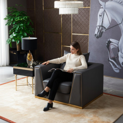 Designer Wunnzëmmer Ariichtung Fauteuil Einsëtzer Gepolstert Sofa Canapé Fernseher nei