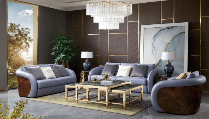 Luxus Wunnzëmmer Miwwelen Sofagarnitur Ledersofa Canapé Polsterset Design