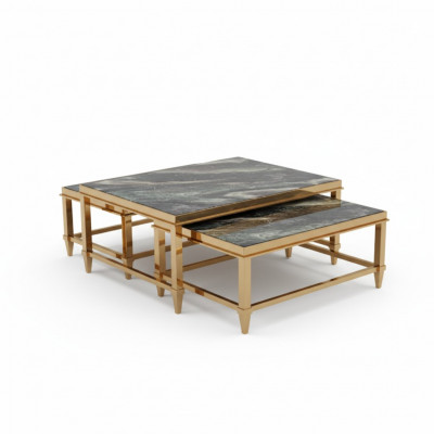 Duebel Couchtisch Kaffisdësch Niewendësch Design Wunnzëmmertësch Dëscher